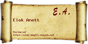 Elek Anett névjegykártya
